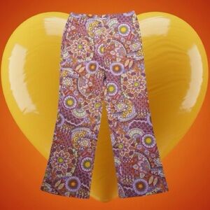 Billabong X Smiley Pink Multicolored  Hippie So Trippy Print Linen Pants Size 28